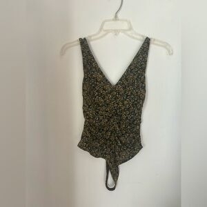 Leith floral rusched bodysuit size XS